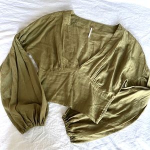 Free People Balloon Sleeve  Crop Top